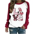 thumbnail image 1 of Plus Size Pullover Tops for Women Valentine's Day Funny Graphic Print Leopard Patchwork Long Sleeve Casual Sweatshirts (Red,XL), 1 of 4