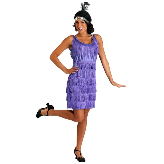 Plus Size Purple Fringe Flapper Costume for Women