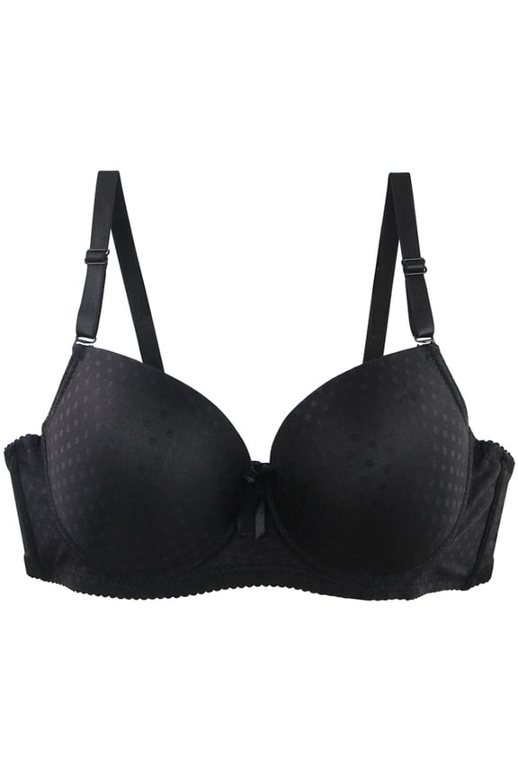 Plus Size Push Up Bras for Women Full Coverage Underwire Seamless Bra Adjustable Straps Soft Cup Bralette Black 42D