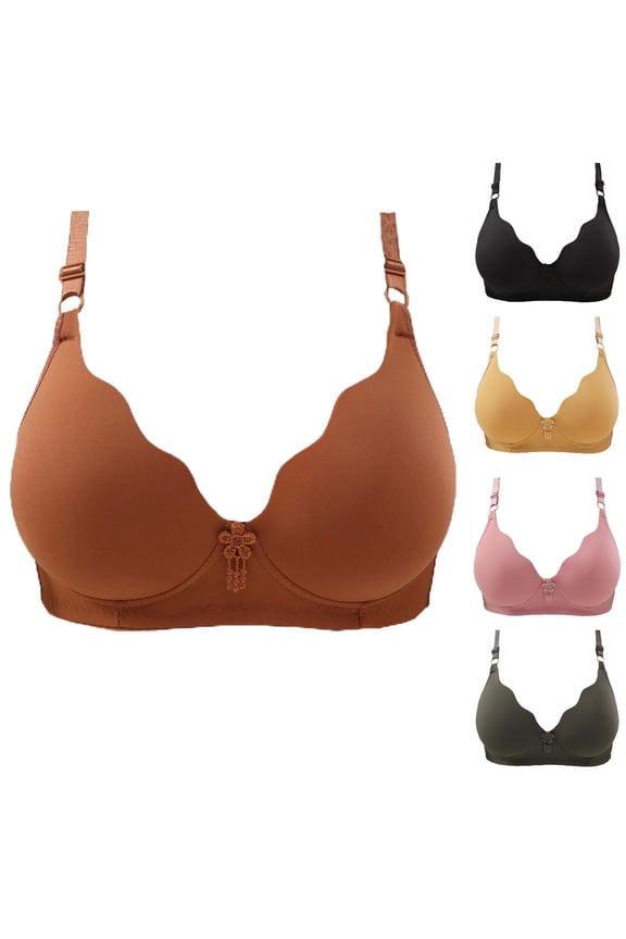 Plus Size Push Up Bras for Women - Underwire Support, Hide Back Fat Smoothing, Padded T-Shirt Bra for Everyday Pink 36
