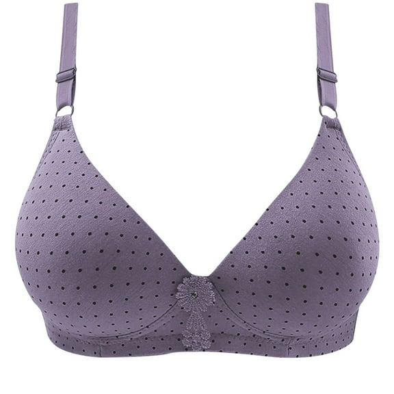 Plus Size Push up Bras Women Back-Smoothing Bra Feature V-Neck Training Bra Style W-1049 Hook and Eye Closure Cotton Bras Plus Size Purple S