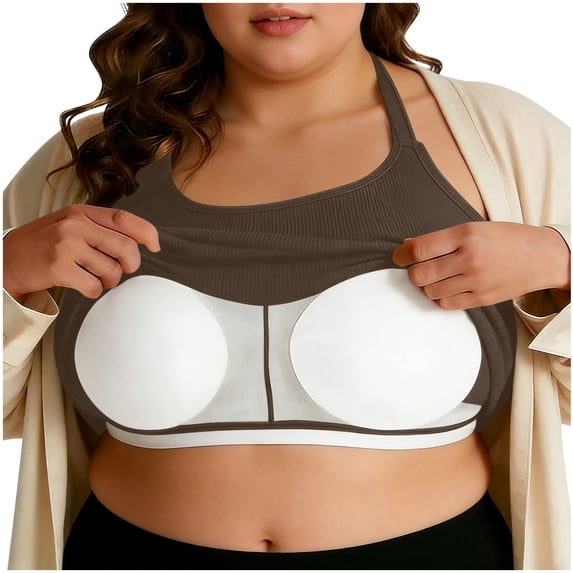 Plus Size Racerback Tank Top for Women Sleeveless Tops with Built in Bra Summer Comfy Workout Sports Camisole,Brown-a,XL