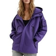 thumbnail image 1 of Plus Size Rain Jacket For Women Lightweight Windbreaker Hiking Coat Loose Fit Outdoor Hooded Trench Raincoat, 1 of 2