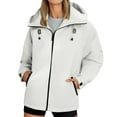 thumbnail image 1 of Plus Size Rain Jacket Women Windbreaker Hooded Jackets Sun Protection Lightweight Jacket Packable Waterproof Rain Coat Hiking Functional Windbreaker Work Coat (White,3XL), 1 of 4