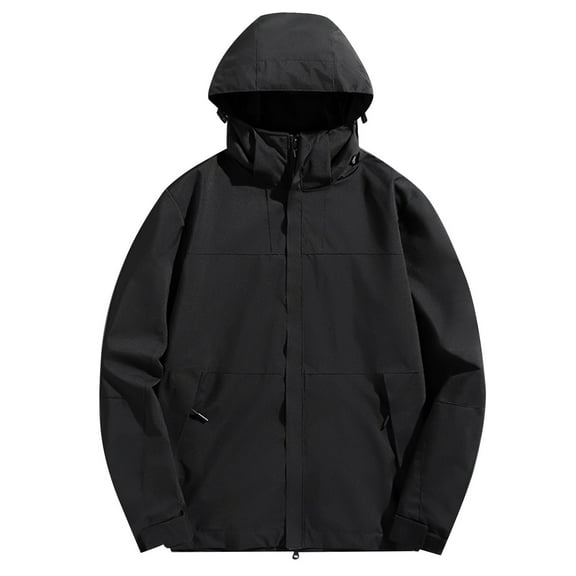 Plus Size Rain Jacket for Women Loose Sports Outdoor Hooded Jacket with Pockets