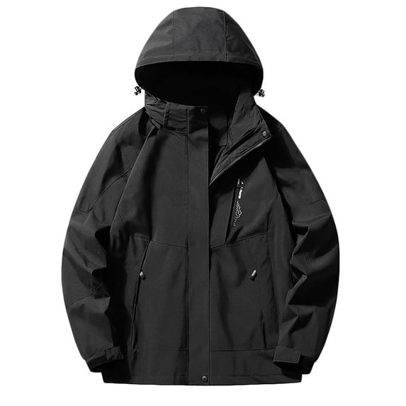 Plus Size Rain Jacket for Women Waterproof Zipper Casual Outdoor Hooded Jacket Coat