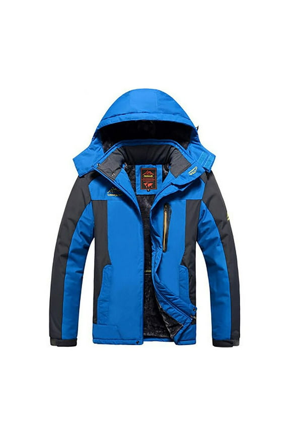 Plus Size Rain Jackets for Women Waterproof Winter Snow Coat Warm Ski Jacket Hooded Work Outerwear WomensWindbreaker Winter Coat Fleece Inner for Rain Snow Outdoor Hiking BlueL