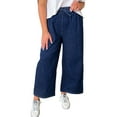 thumbnail image 1 of Plus Size Real Teal Drawstring High Waist Wide Leg Casual Jeans for Women | [ZhiHiMeRi] | (US 14W-16W)1X, 1 of 11