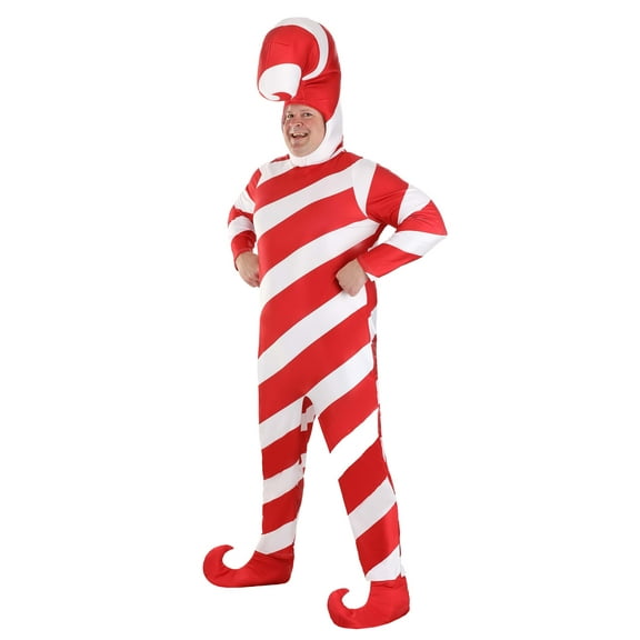 Plus Size Red Candy Cane Bodysuit Costume for Adults