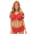 thumbnail image 1 of Plus Size Red Lycra Lace-Up Front Peasant Top, 1 of 3