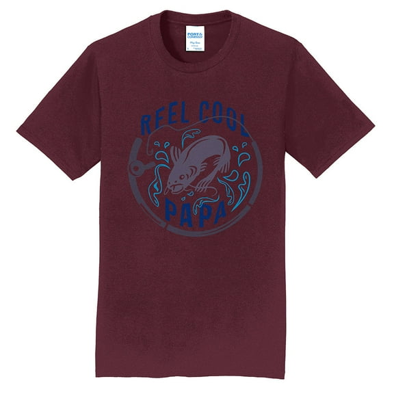 Plus Size Reel Cool Papa Graphic Men's Fan Favorite Crew Neck Tee Shirt - Athletic Maroon 4XL