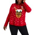 thumbnail image 1 of Plus Size Reindeer Embellished Sweater New Red Amore 2X, 1 of 1