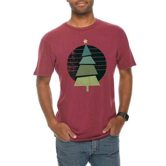 Plus Size Retro Christmas Tree Graphic Design Vintage Crewneck Tee - Vintage Brick 2XL