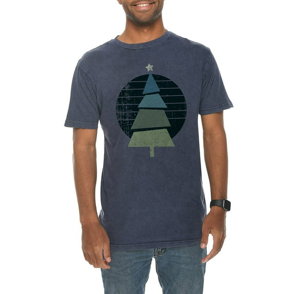 Plus Size Retro Christmas Tree Graphic Design Vintage Crewneck Tee - Vintage Denim 3XL