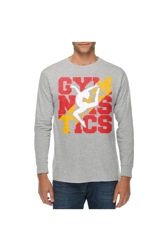 Plus Size Retro Gymnastics Graphic Long Sleeve Crewneck Tee - Heather Grey XL