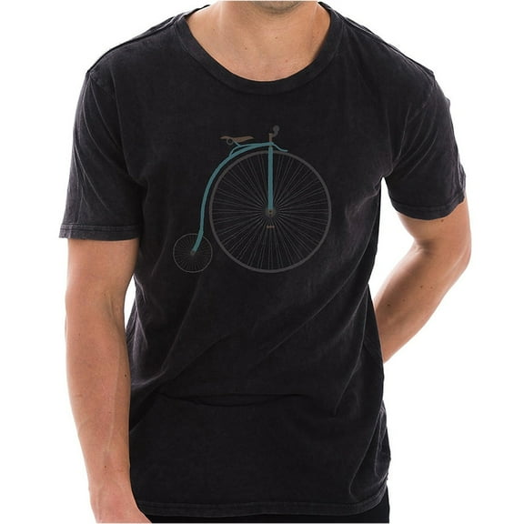 Plus Size Retro High Wheel Bike Graphic Design Unisex Ring Spun Cotton Vintage Short Sleeve Crewneck Tee Shirt - Vintage Black 3XL