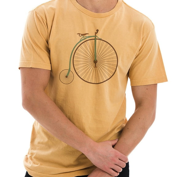 Plus Size Retro High Wheel Bike Graphic Design Unisex Ring Spun Cotton Vintage Short Sleeve Crewneck Tee Shirt - Vintage Mustard XL