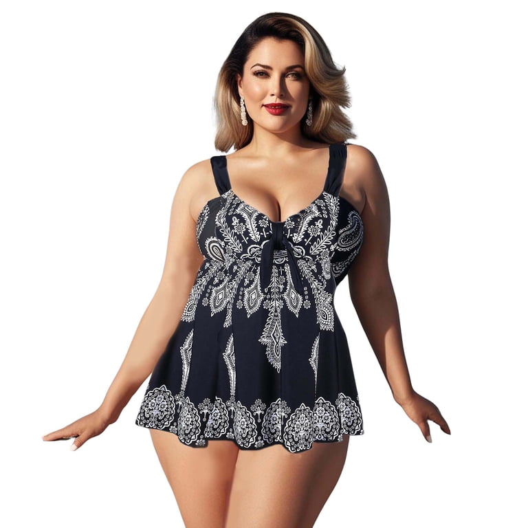 plus size retro swim dress Sporti Plus Size Tropical Floral Swim Dress - Tropical Floral