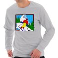 thumbnail image 1 of Plus Size Retro Skier Graphic Design Unisex Ring Spun Cotton Premium Long Sleeve T-shirt - Heather Grey 3XL, 1 of 4