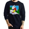 thumbnail image 1 of Plus Size Retro Skier Graphic Design Unisex Ring Spun Cotton Premium Long Sleeve T-shirt - Navy XL, 1 of 4