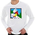 thumbnail image 1 of Plus Size Retro Skier Graphic Design Unisex Ring Spun Cotton Premium Long Sleeve T-shirt - White XL, 1 of 4