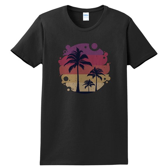 Plus Size Retro Sunset Lady's Soft Spun Cotton Essential T-Shirt - Jet Black XL