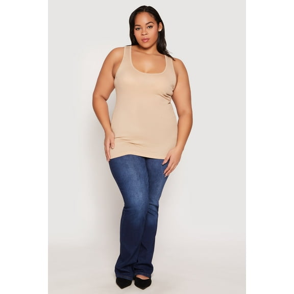 Womens Plus Size Rib Knit Tank Top