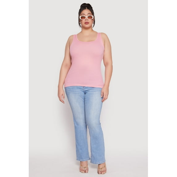 Womens Plus Size Rib Knit Tank Top