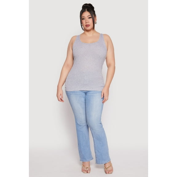 Womens Plus Size Rib Knit Tank Top