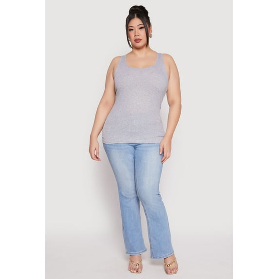 Womens Plus Size Rib Knit Tank Top