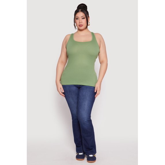 Womens Plus Size Rib Knit Tank Top