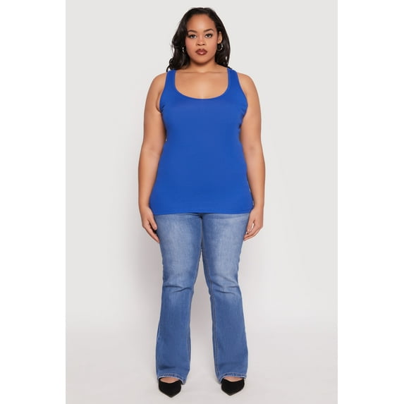 Womens Plus Size Rib Knit Tank Top