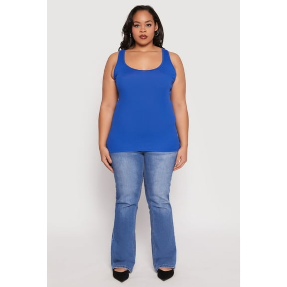 Womens Plus Size Rib Knit Tank Top