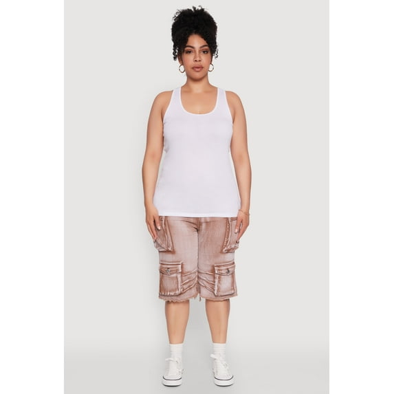 Womens Plus Size Rib Knit Tank Top