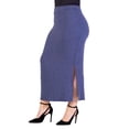 thumbnail image 1 of Plus Size Ribbed Knit Side Slit Elastic Waist Maxi Skirt, 1 of 11