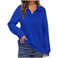 thumbnail image 1 of Plus Size Ribbed Knit Sweatshirts 1/4 Zip Pullover Stand Collar Long Sleeve Tops for Women Spring Fall Casual (3XL, Blue), 1 of 7