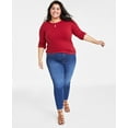 thumbnail image 1 of Plus Size Ribbed Long-Sleeve T-Shirt Bright Rhubarb 3X, 1 of 1