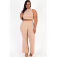 thumbnail image 1 of Plus Size Ribbed Mock Neck Crop Tank Top& Bootcut Pants Set, 1 of 5
