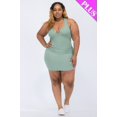 thumbnail image 1 of Plus Size Ribbed Split Neck Tank Mini Dress, 1 of 2