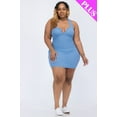 thumbnail image 1 of Plus Size Ribbed Split Neck Tank Mini Dress, 1 of 2