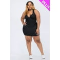 thumbnail image 1 of Plus Size Ribbed Split Neck Tank Mini Dress, 1 of 2