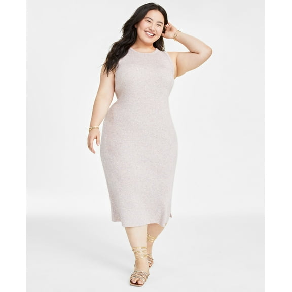 Plus Size Ribbed Sweater Dress Heather Rainbow 2X