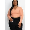thumbnail image 1 of Plus Size Ribbed Wrap Front Long Sleeve Top, 1 of 2