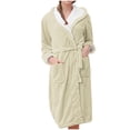 thumbnail image 1 of Plus Size Robe for Women Fleece Loungewear Oversized Hooded Women's Robes Bath Womens Bathrobe Beige, 1 of 4