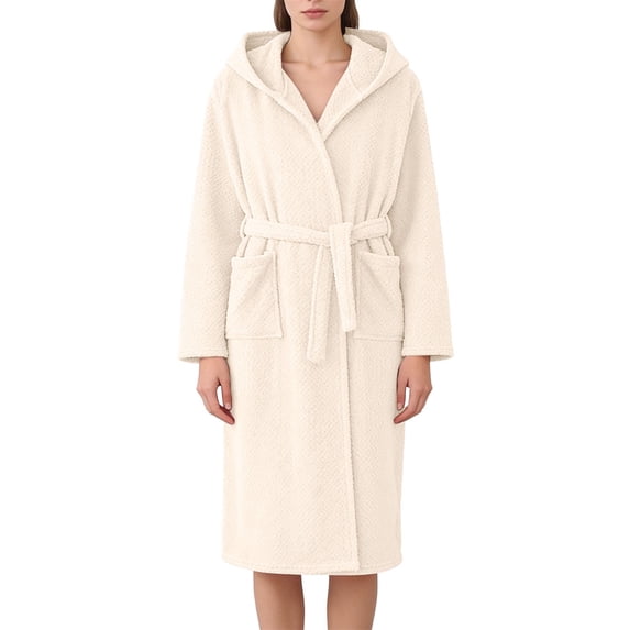 Plus Size Robe for Women Fleece Loungewear Oversized Warm Women's Robes Bath Womens Bathrobe White
