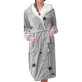 thumbnail image 1 of Plus Size Robe for Women Fuzzy Loungewear Oversized Hooded Women's Robes Bath Womens Bathrobe Light Silver, 1 of 5