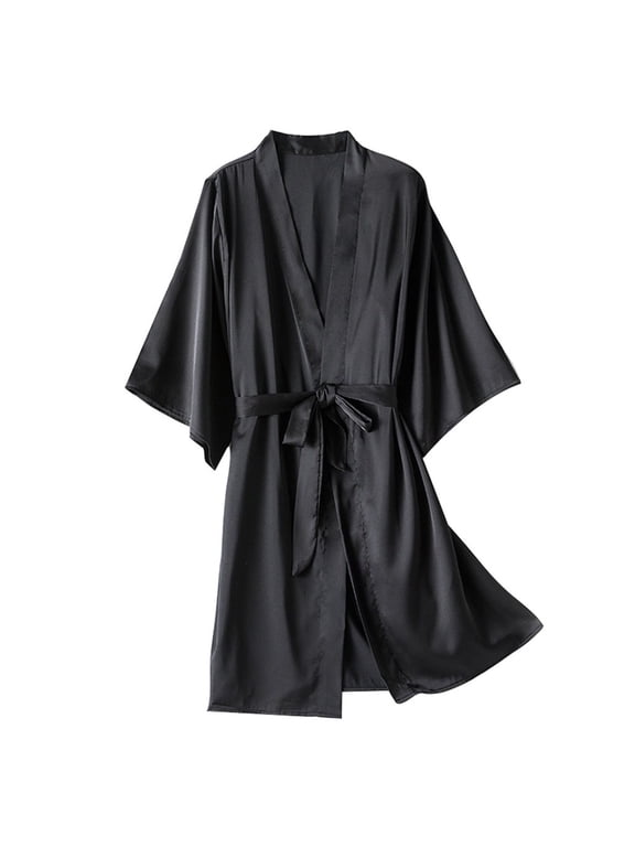 Plus Size Robe for Women Satin Silk Bathrobe Short Lightweight Kimono Robes Maternity Robe