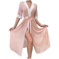 thumbnail image 1 of Plus Size Robes for Women, Soft Fleece Hooded Robe, Womens Wrap V-Neck Long Sleeve Knee Length Spa Bathrobe with Hood Tie Belted, 1 of 9