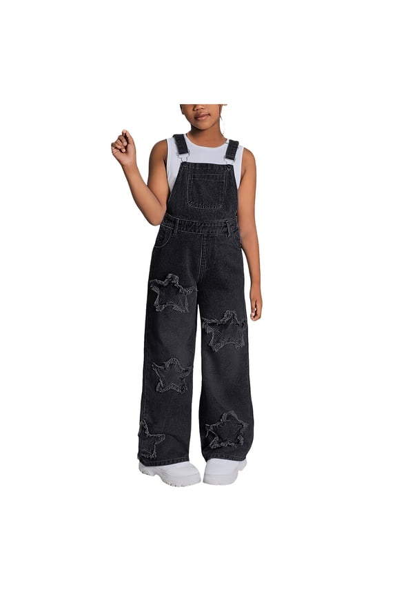Plus Size Rompers and Jumpsuits Overalls Jumpsuit for Teen Girls Sleeveless Preppy Clothes Kids Wide Leg Loose Romper Jumper Outfit with Pockets