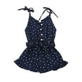 thumbnail image 1 of Plus Size Rompers and Jumpsuits Toddler Baby Girls Strap Slouch Romper Summer Sleeveless Jumpsuit Kids Harem Halter Backless Clothes with Pockets, 1 of 6